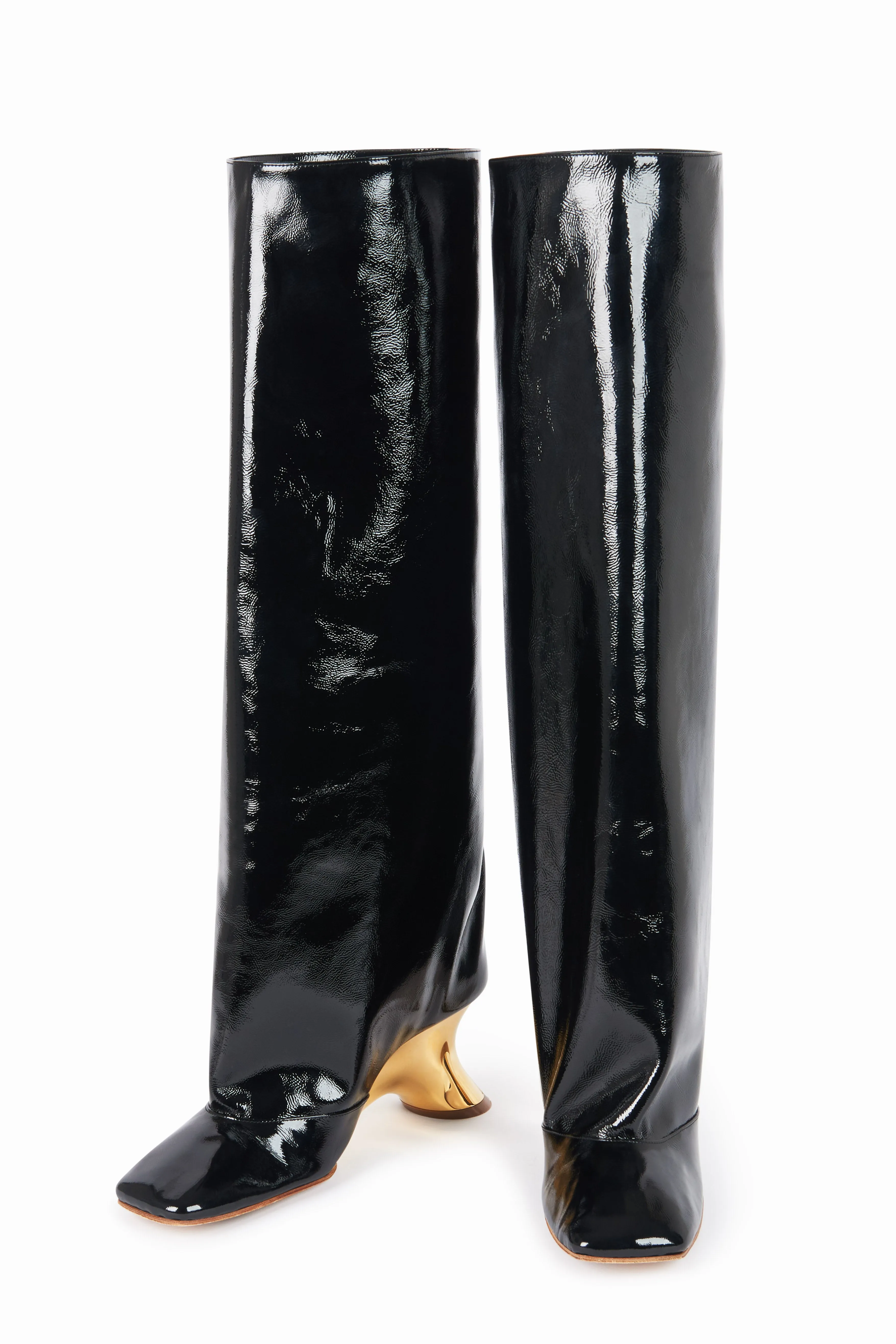 Christy High Boots With Silver And Gold Wedge Black