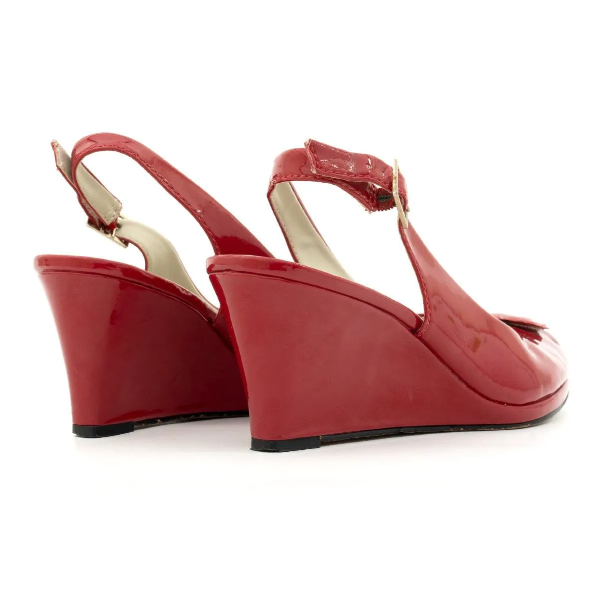 Clarks Sissy Bahama Wedge Shoes Leather Red Colour For Women