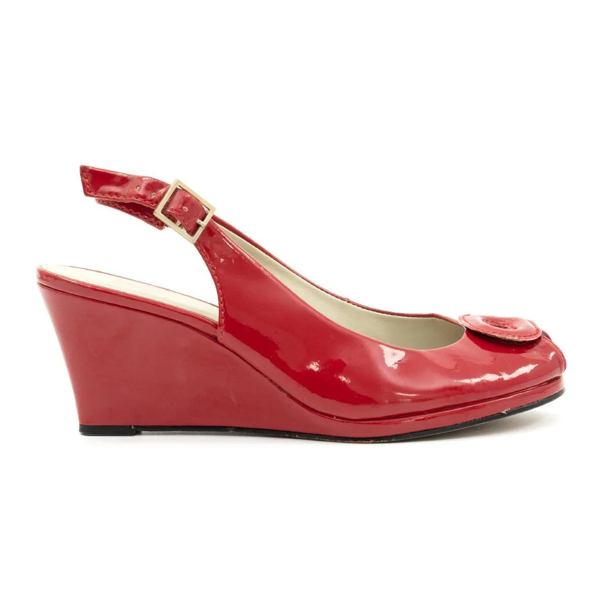 Clarks Sissy Bahama Wedge Shoes Leather Red Colour For Women