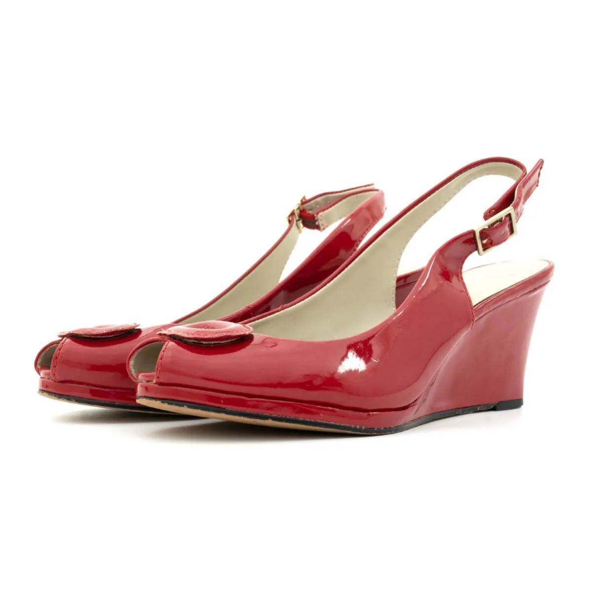 Clarks Sissy Bahama Wedge Shoes Leather Red Colour For Women