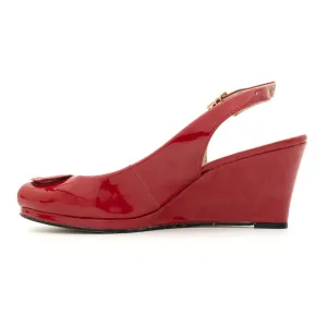 Clarks Sissy Bahama Wedge Shoes Leather Red Colour For Women