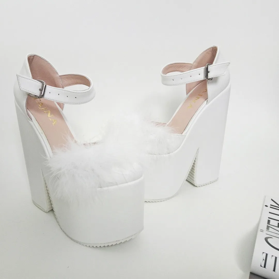 Closed Toe Fury High Heel Bridal Wedges