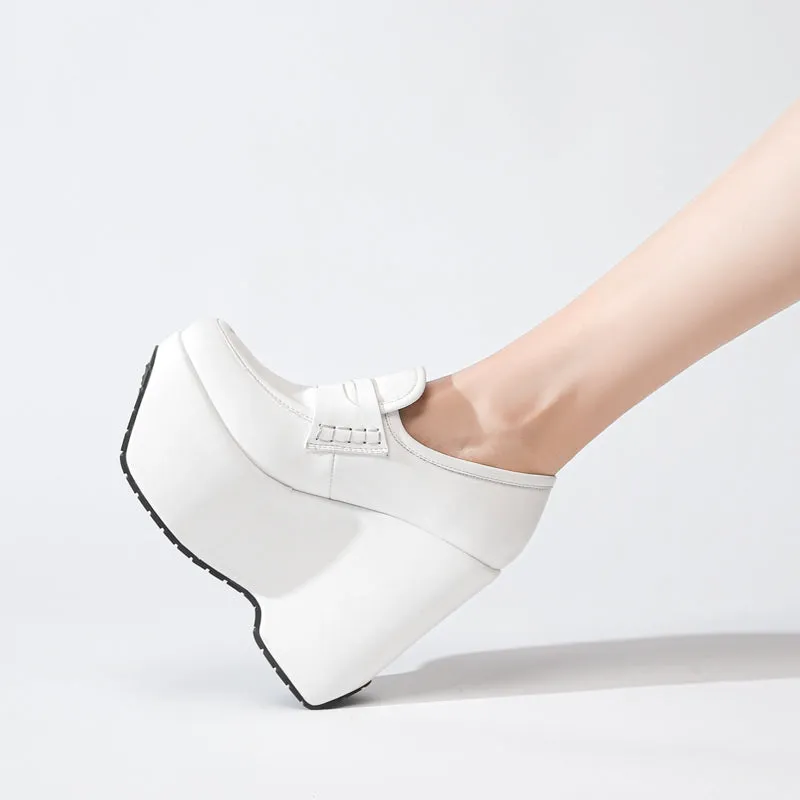 Closed Toe Platform Pumps Wedge Heels Lofers Shoes
