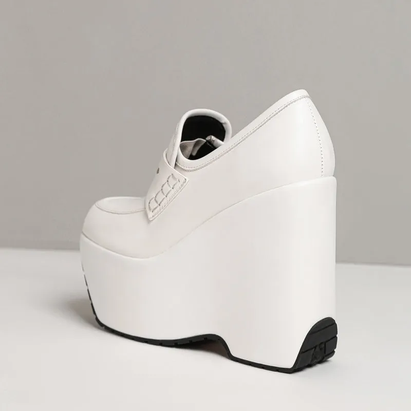 Closed Toe Platform Pumps Wedge Heels Lofers Shoes