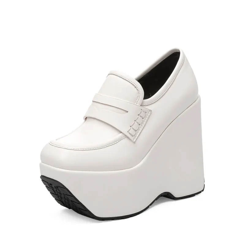 Closed Toe Platform Pumps Wedge Heels Lofers Shoes