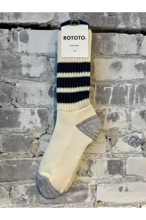 Coarse Ribbed Old-School Crew Socks - Navy