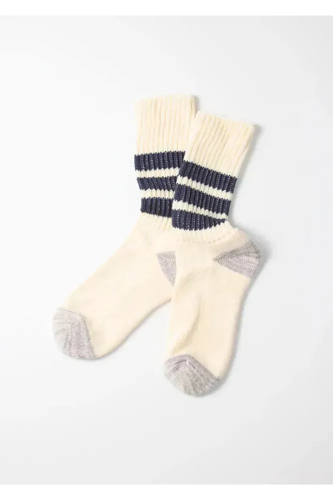 Coarse Ribbed Old-School Crew Socks - Navy