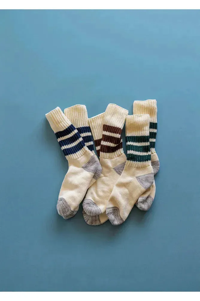 Coarse Ribbed Old-School Crew Socks - Navy
