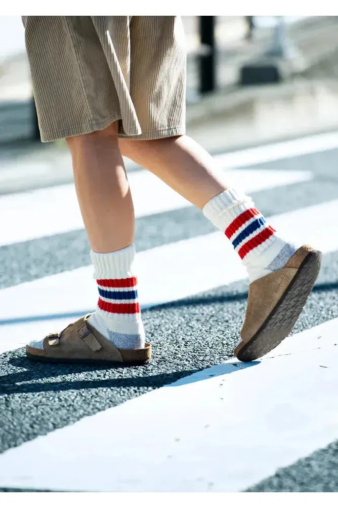 Coarse Ribbed Old-School Crew Socks - Navy
