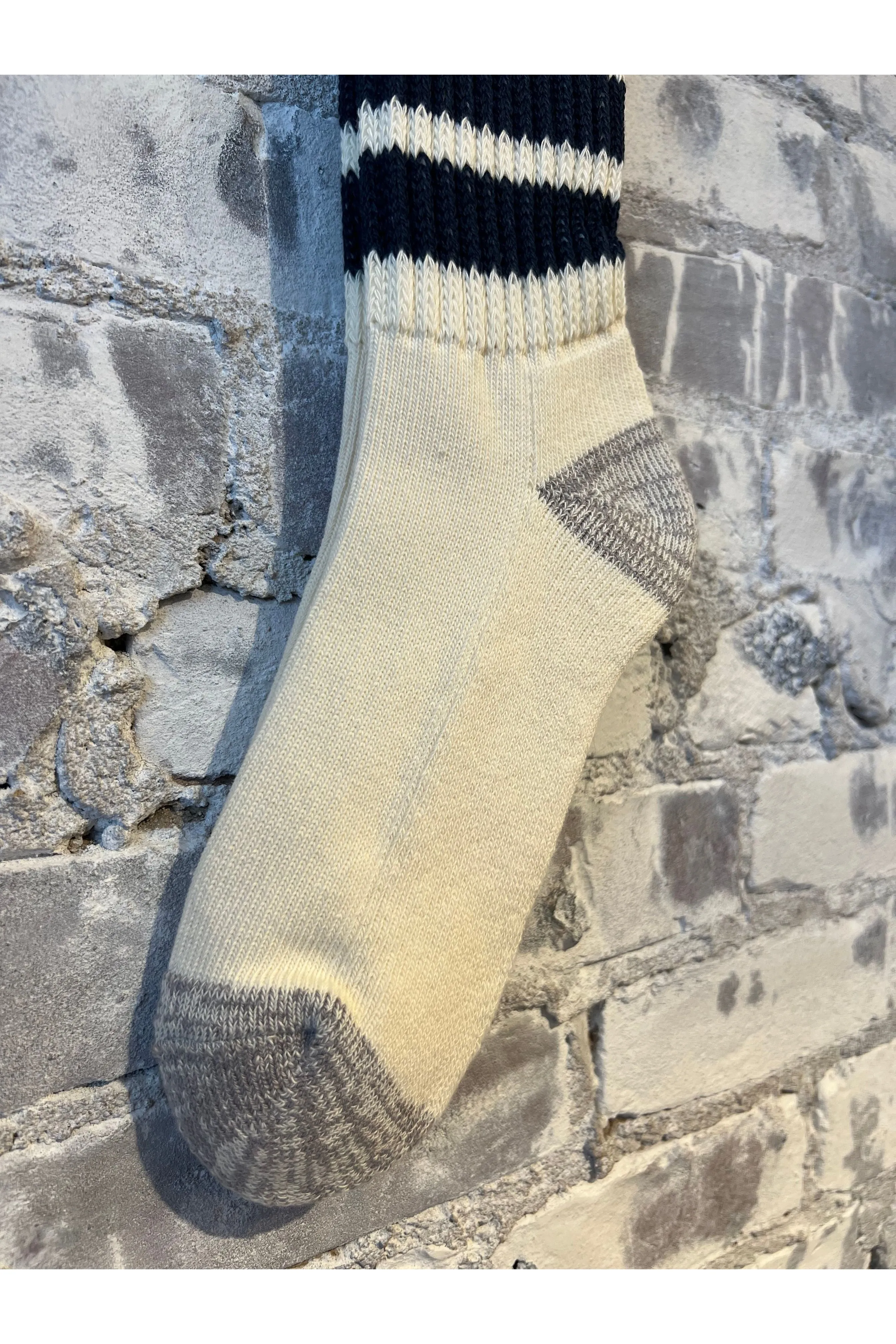 Coarse Ribbed Old-School Crew Socks - Navy