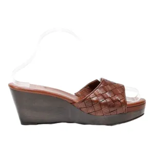 COLE HAAN Wedge Heels Brown Leather Womens UK 6.5