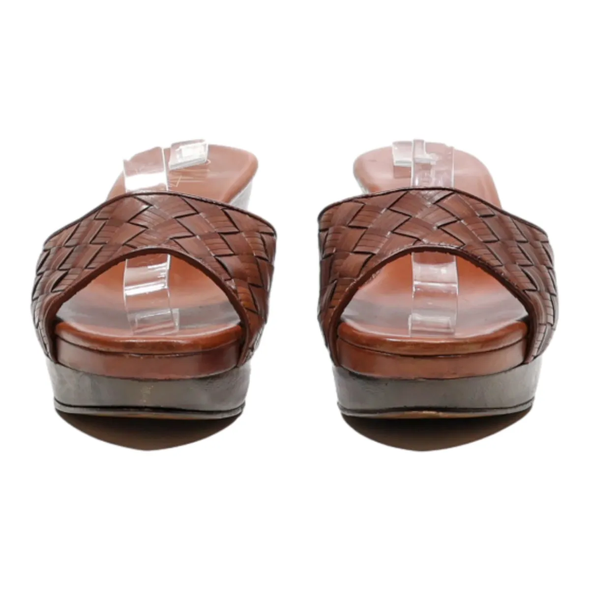 COLE HAAN Wedge Heels Brown Leather Womens UK 6.5