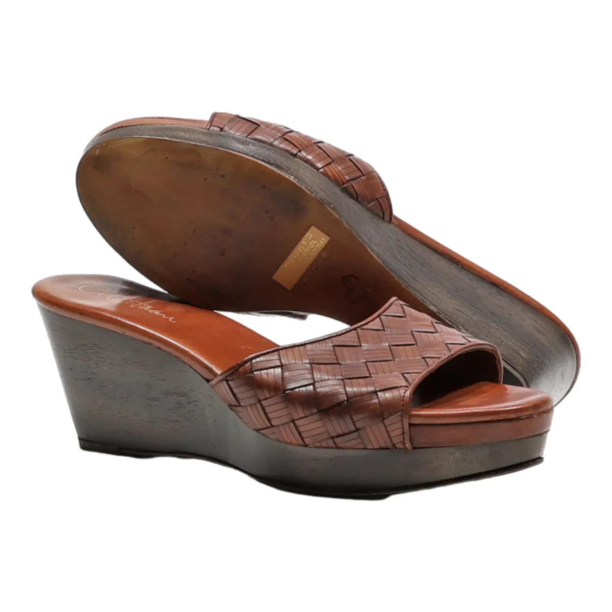 COLE HAAN Wedge Heels Brown Leather Womens UK 6.5