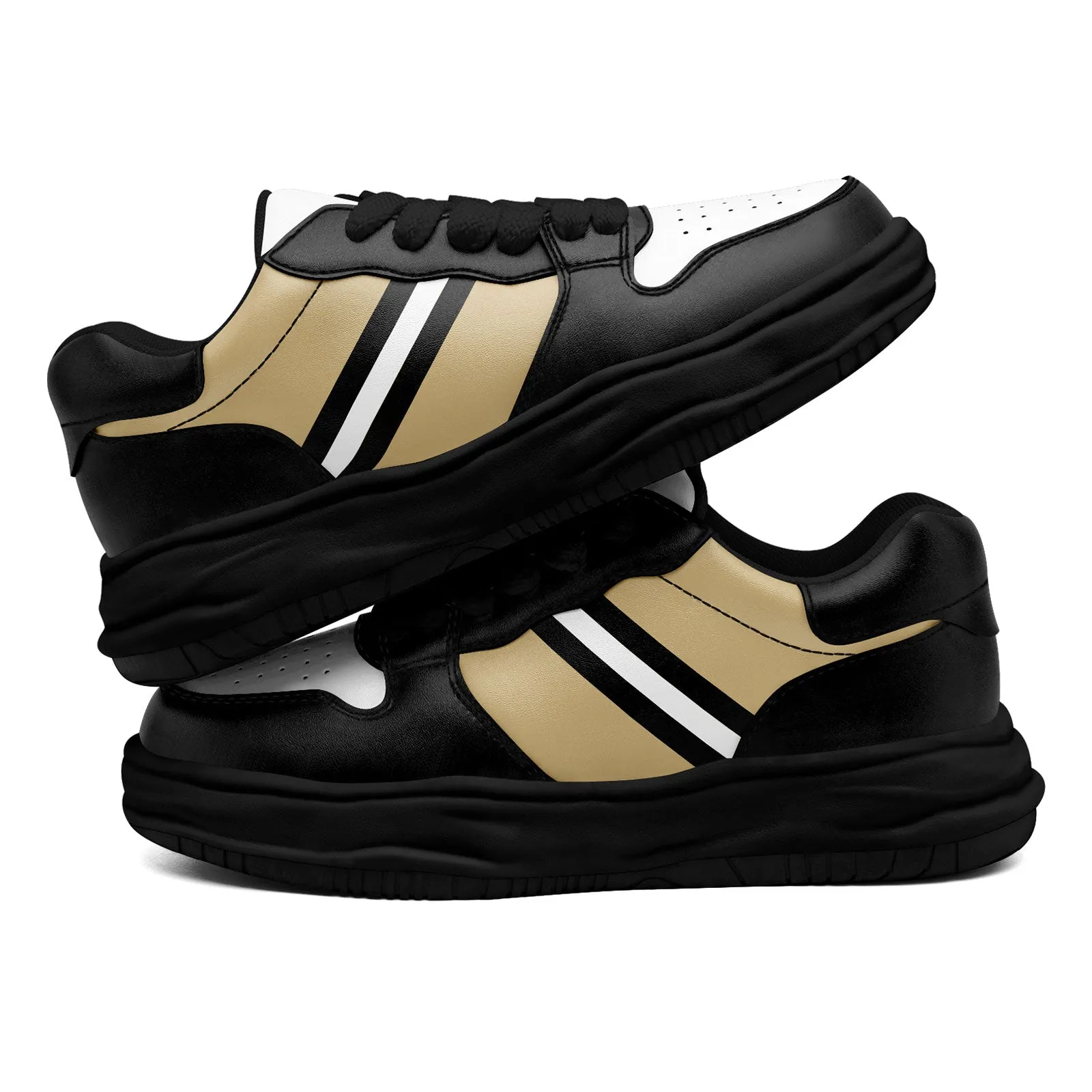 Corporate Gifts,Custom Black Gold New Orleans Shoes Personalized Sneaker FN032-D020389-19
