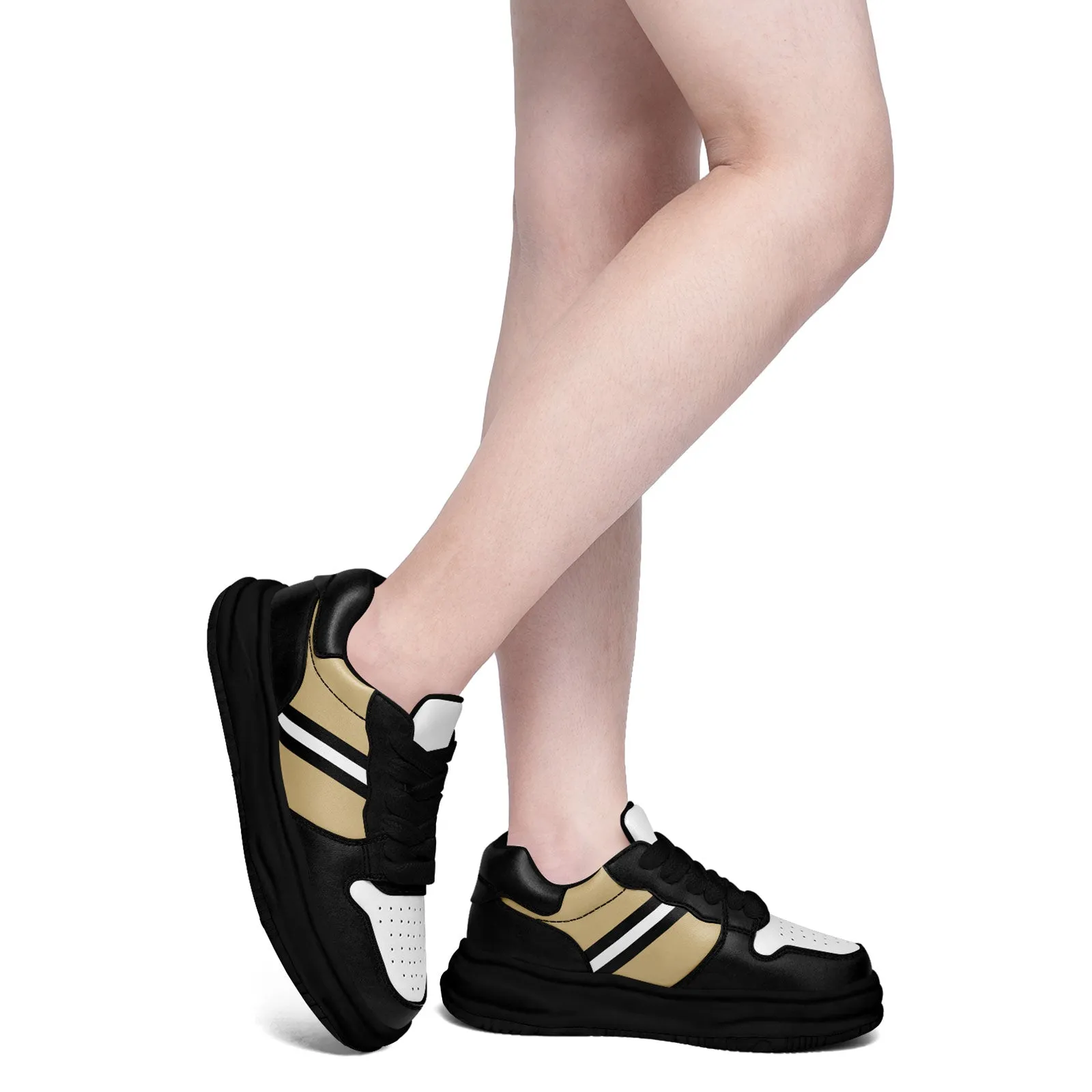 Corporate Gifts,Custom Black Gold New Orleans Shoes Personalized Sneaker FN032-D020389-19