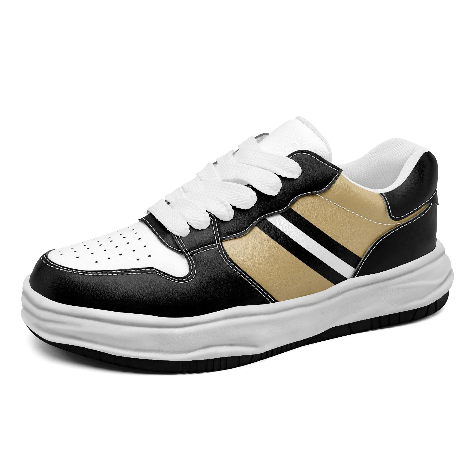 Corporate Gifts,Custom Black Gold New Orleans Shoes Personalized Sneaker FN032-D020389-19