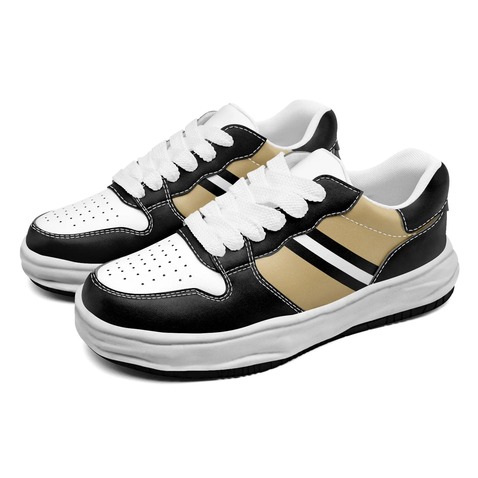 Corporate Gifts,Custom Black Gold New Orleans Shoes Personalized Sneaker FN032-D020389-19