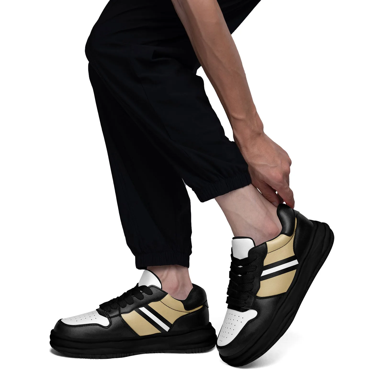 Corporate Gifts,Custom Black Gold New Orleans Shoes Personalized Sneaker FN032-D020389-19