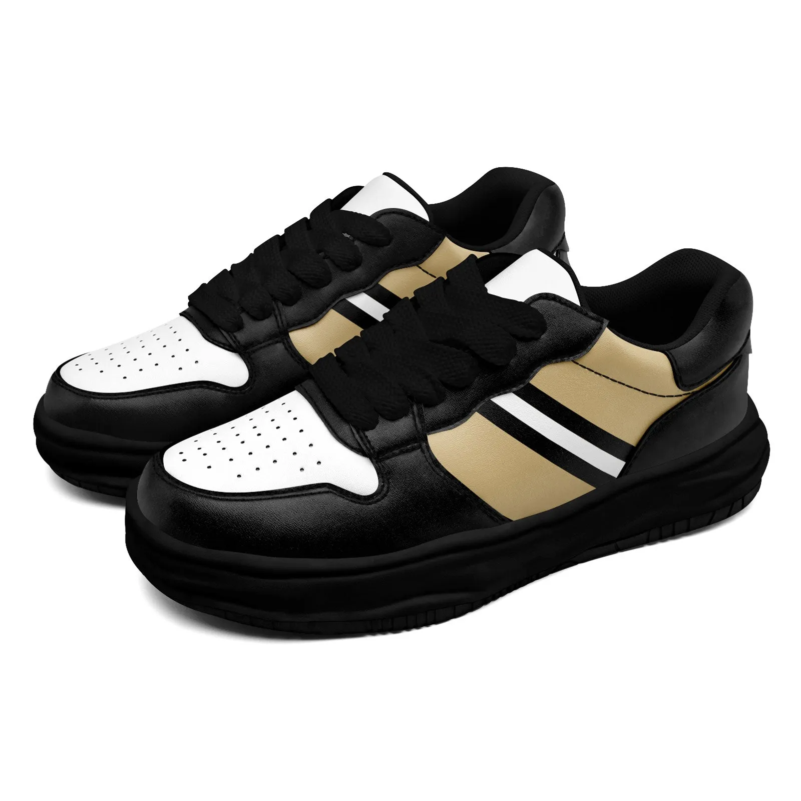 Corporate Gifts,Custom Black Gold New Orleans Shoes Personalized Sneaker FN032-D020389-19