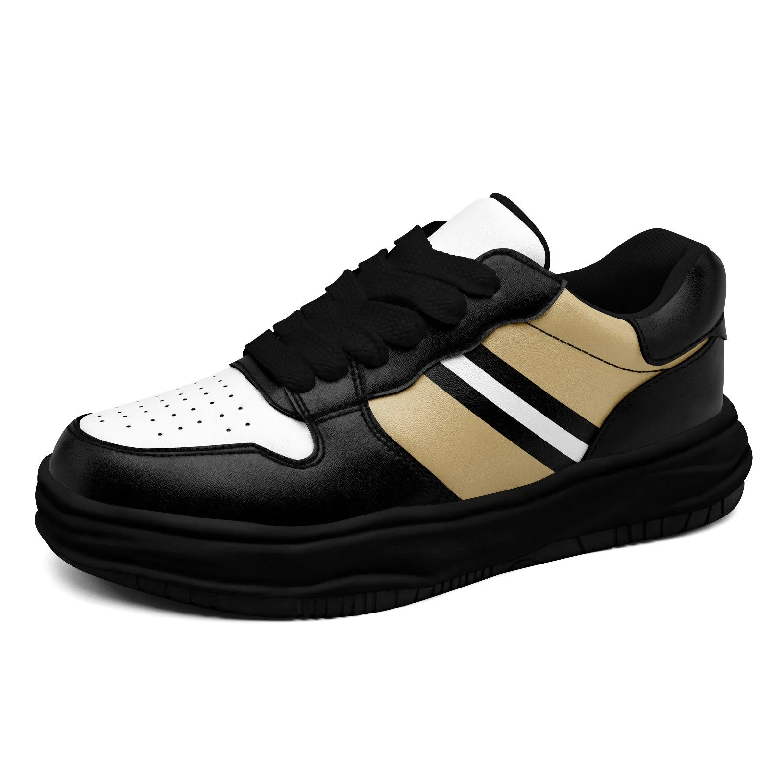 Corporate Gifts,Custom Black Gold New Orleans Shoes Personalized Sneaker FN032-D020389-19