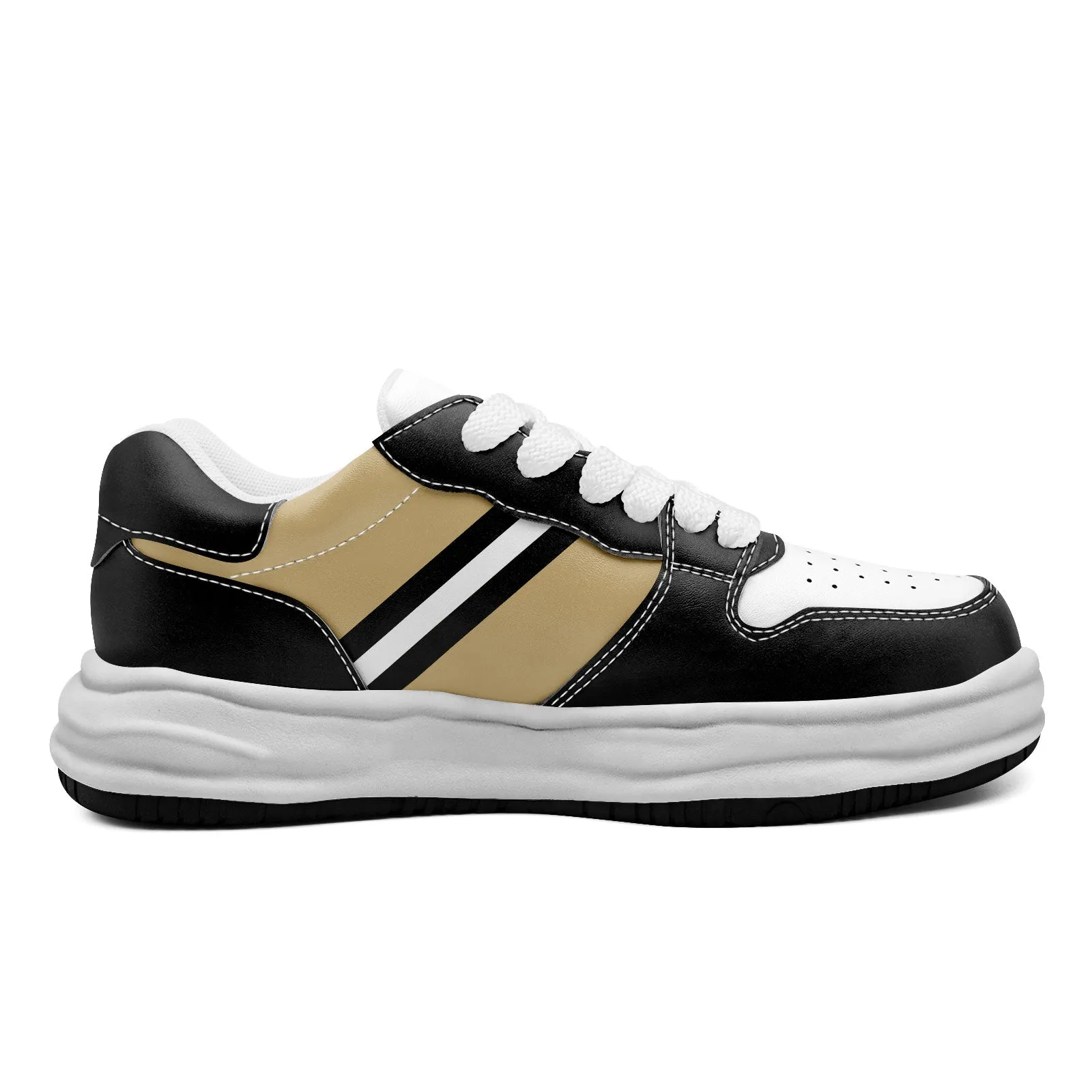 Corporate Gifts,Custom Black Gold New Orleans Shoes Personalized Sneaker FN032-D020389-19