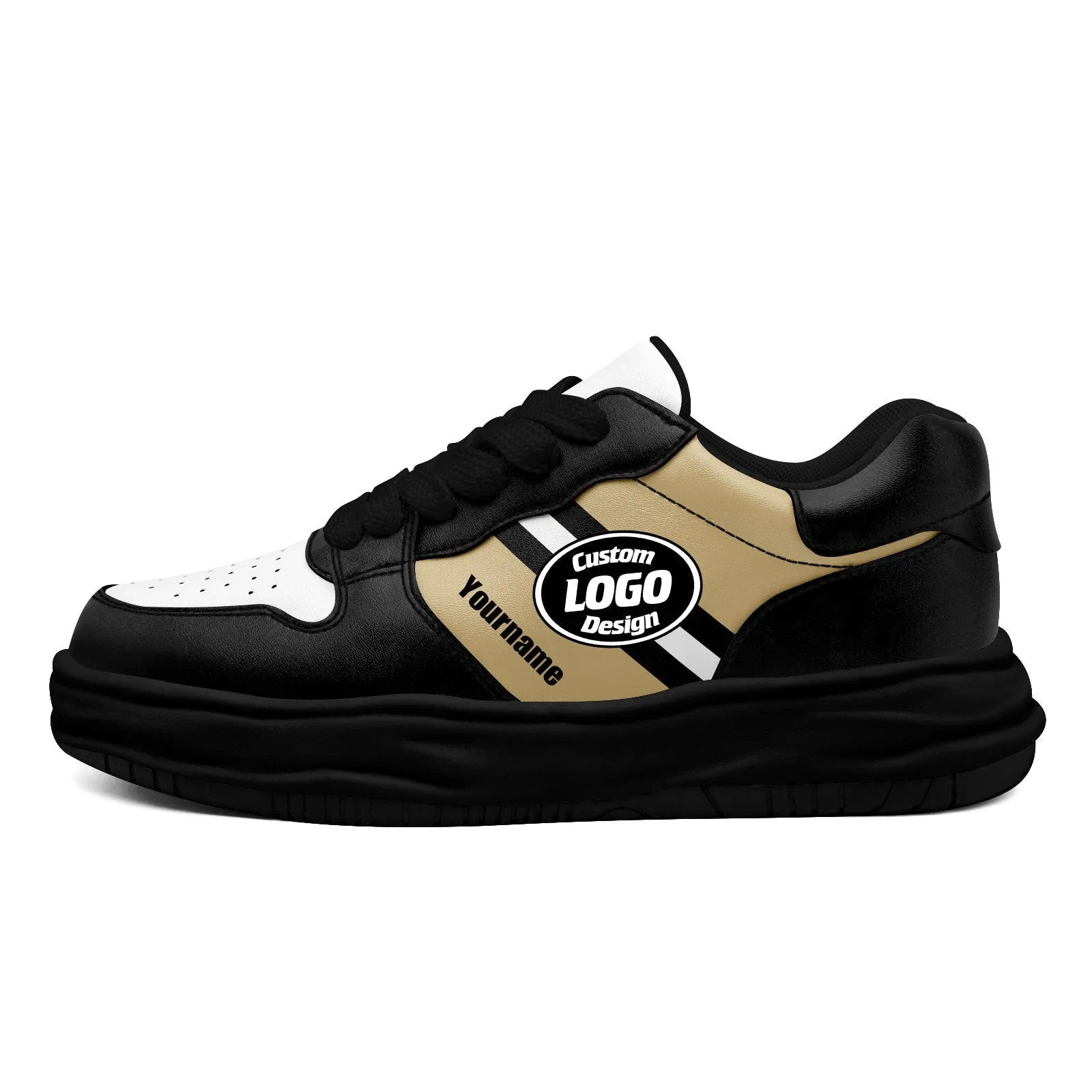 Corporate Gifts,Custom Black Gold New Orleans Shoes Personalized Sneaker FN032-D020389-19