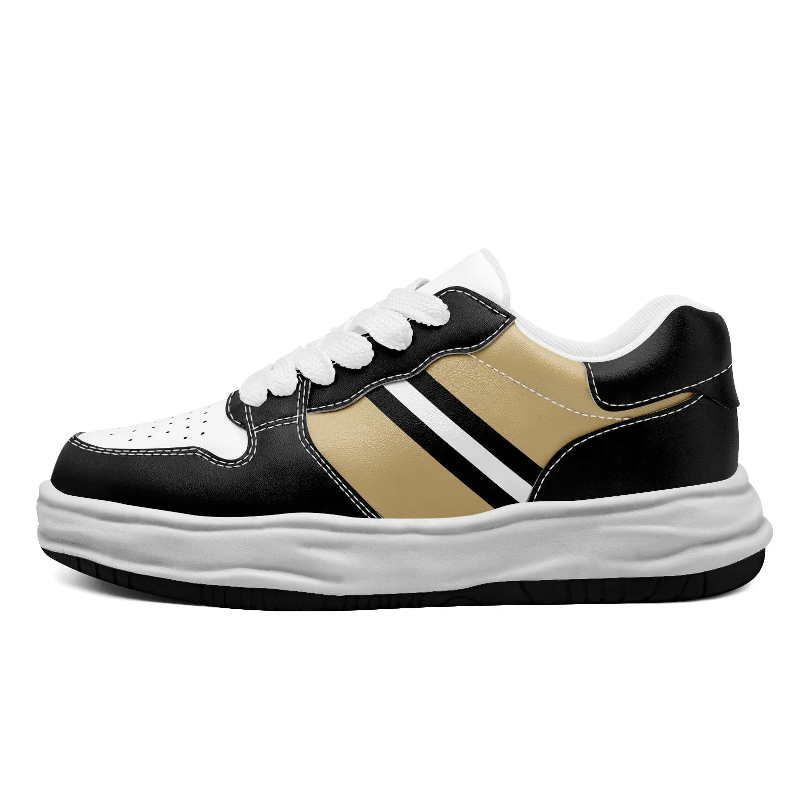 Corporate Gifts,Custom Black Gold New Orleans Shoes Personalized Sneaker FN032-D020389-19