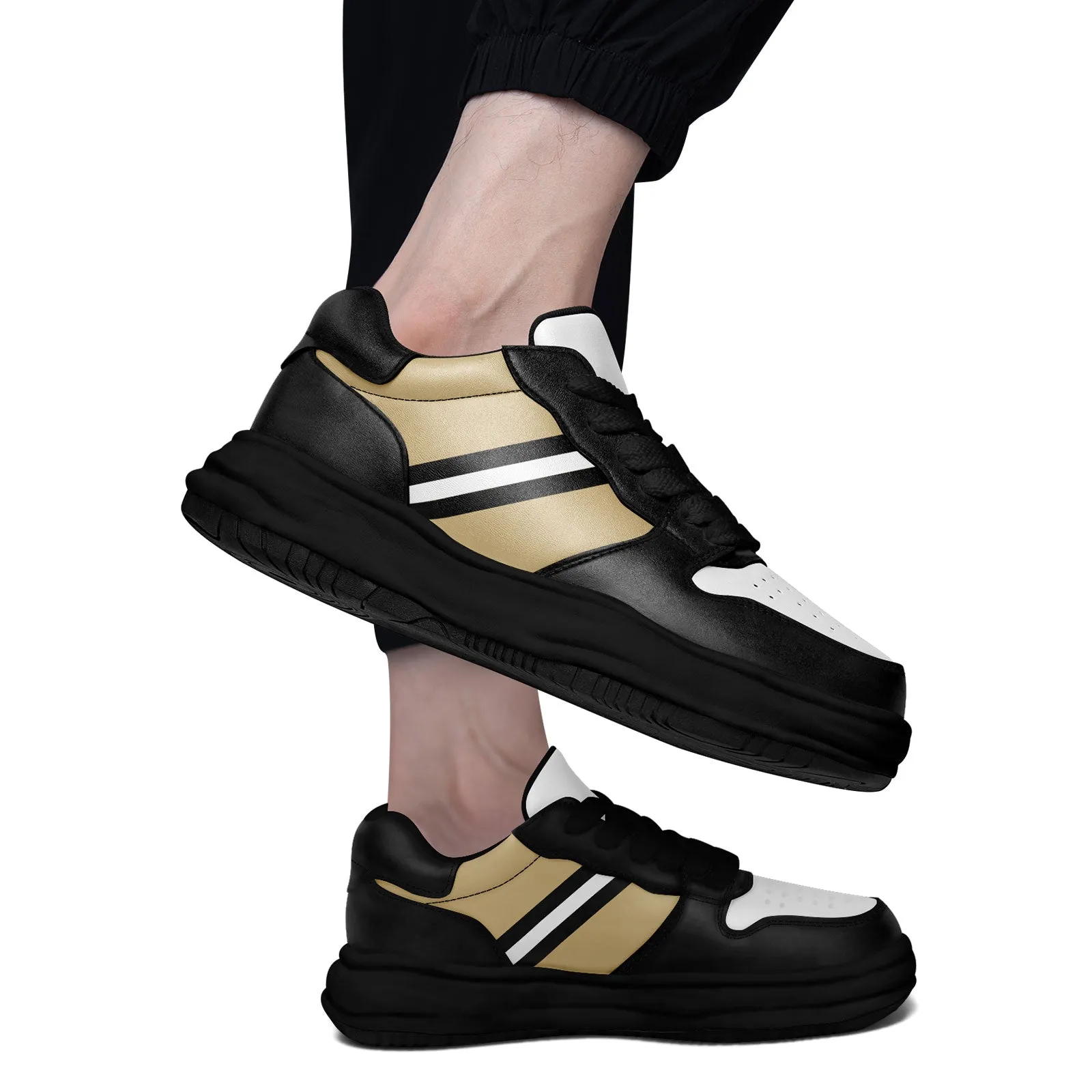 Corporate Gifts,Custom Black Gold New Orleans Shoes Personalized Sneaker FN032-D020389-19