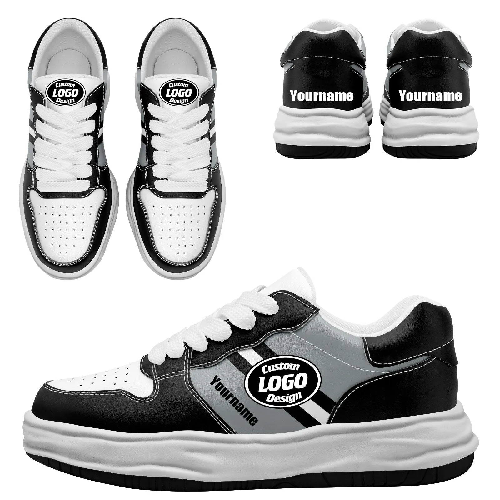 Corporate Gifts,Custom Black Gray Las Vegas Shoes Personalized Sneaker FN032-D020389-20