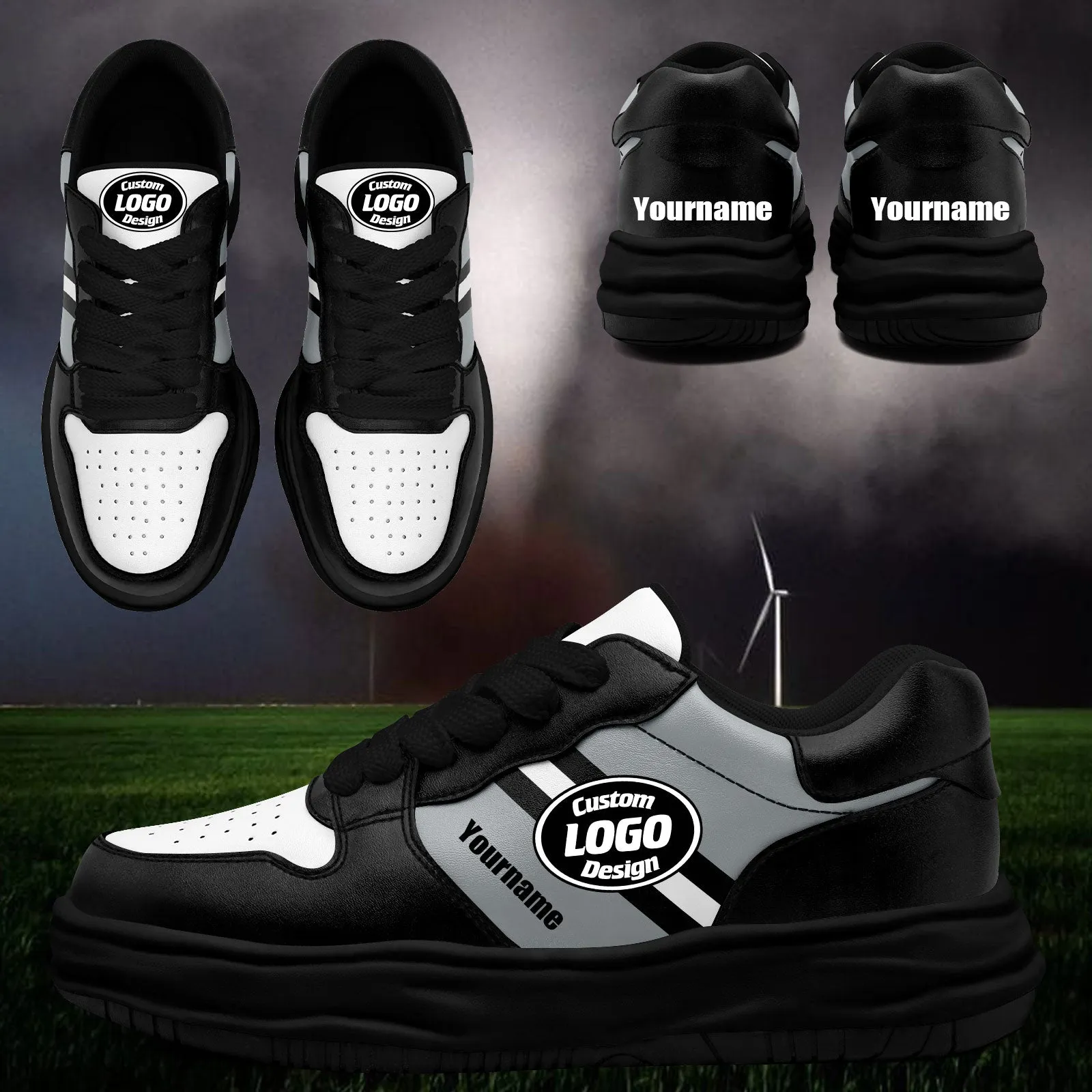 Corporate Gifts,Custom Black Gray Las Vegas Shoes Personalized Sneaker FN032-D020389-20