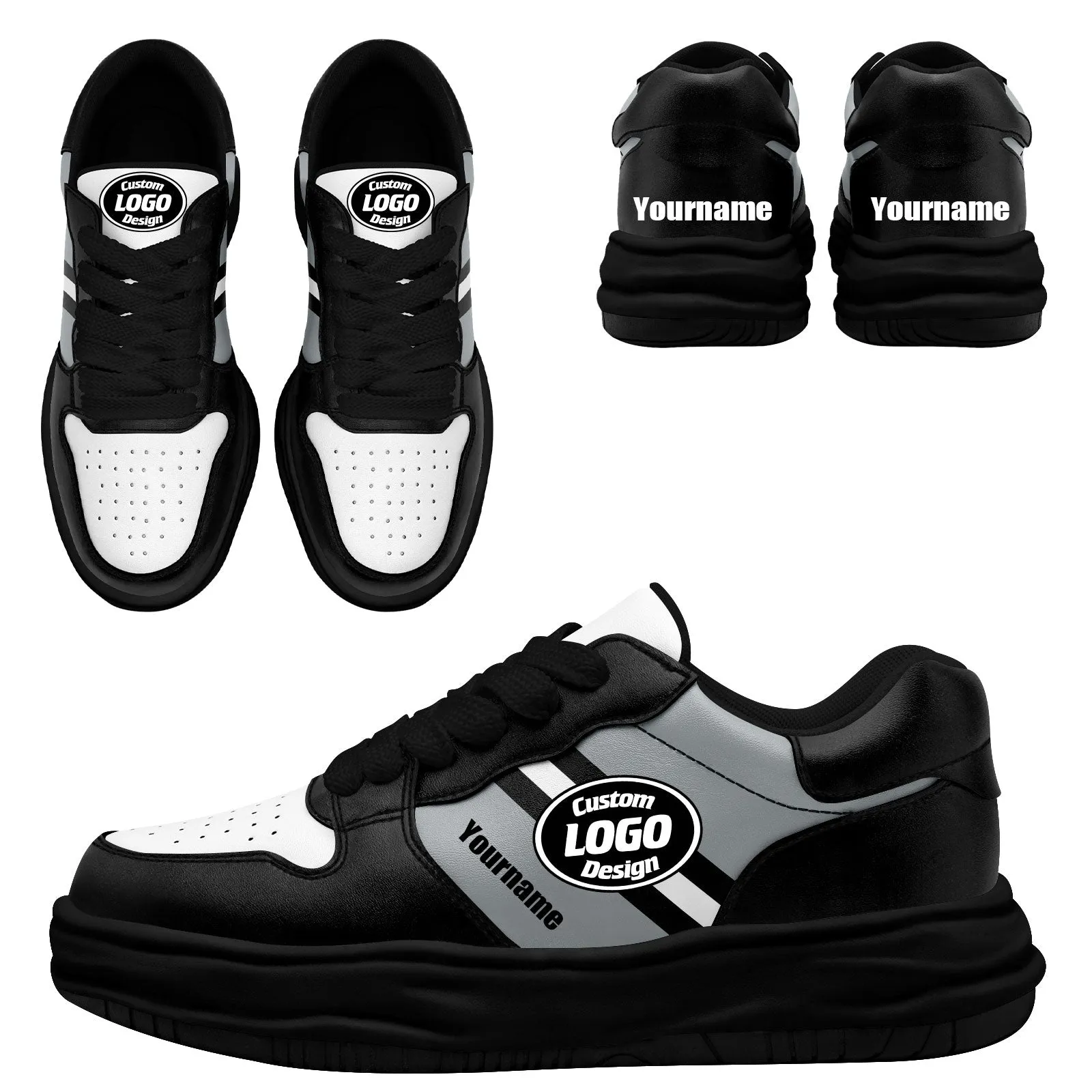 Corporate Gifts,Custom Black Gray Las Vegas Shoes Personalized Sneaker FN032-D020389-20