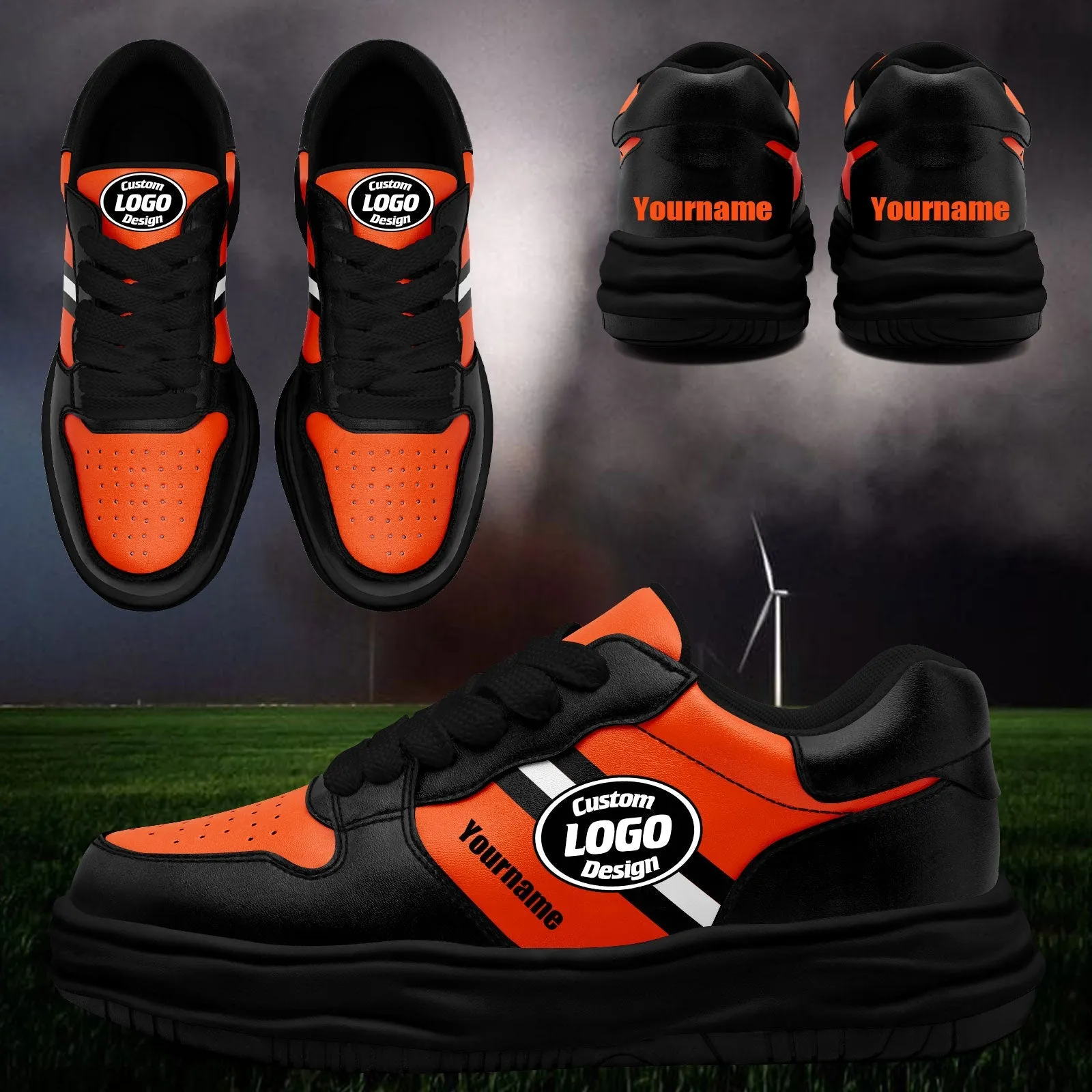 Corporate Gifts,Custom Black Orange Cincinnati Shoes Personalized Sneaker FN032-D020389-6