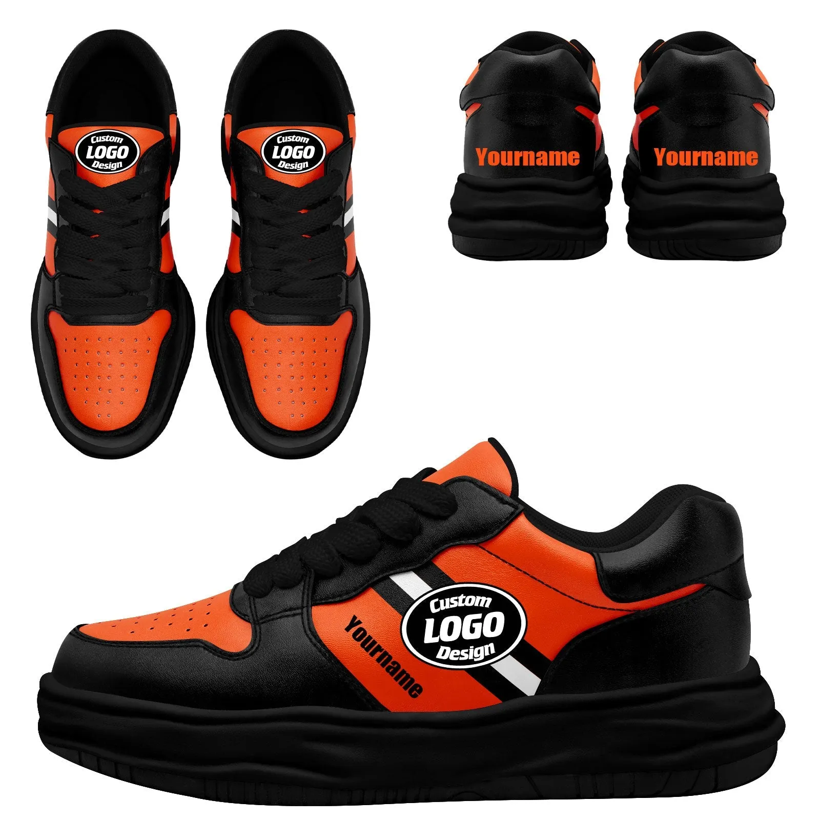 Corporate Gifts,Custom Black Orange Cincinnati Shoes Personalized Sneaker FN032-D020389-6