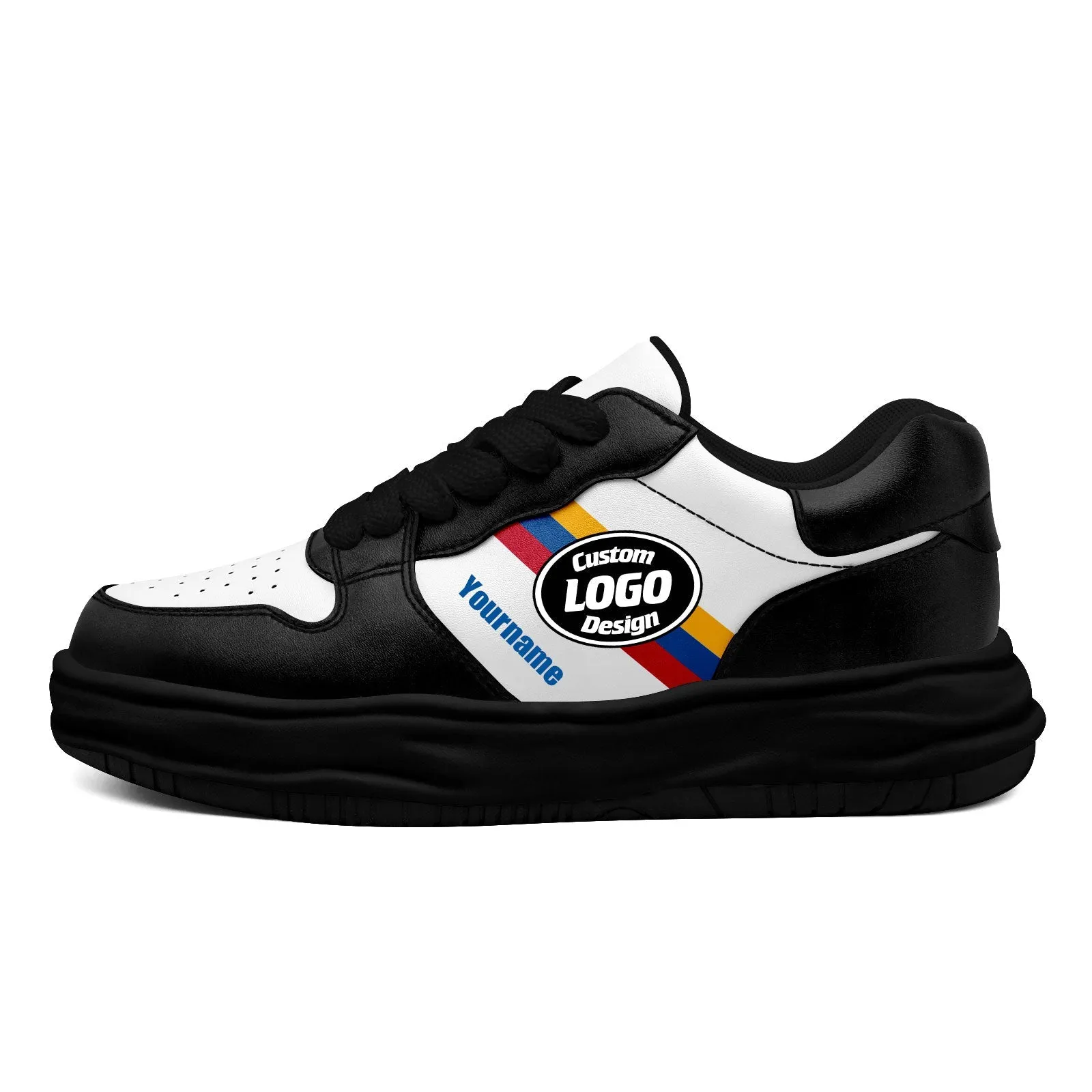 Corporate Gifts,Custom Black White Pittsburgh Shoes Personalized Sneaker FN032-D020389-30