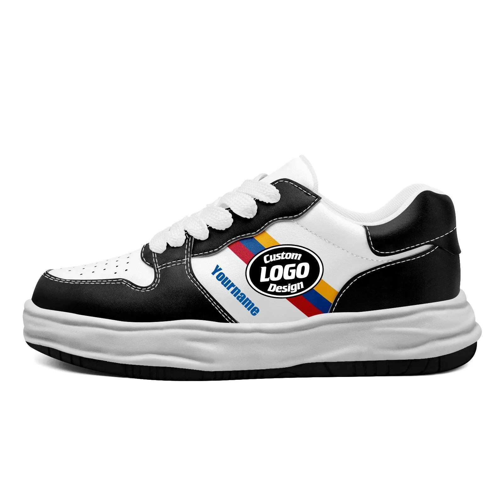 Corporate Gifts,Custom Black White Pittsburgh Shoes Personalized Sneaker FN032-D020389-30