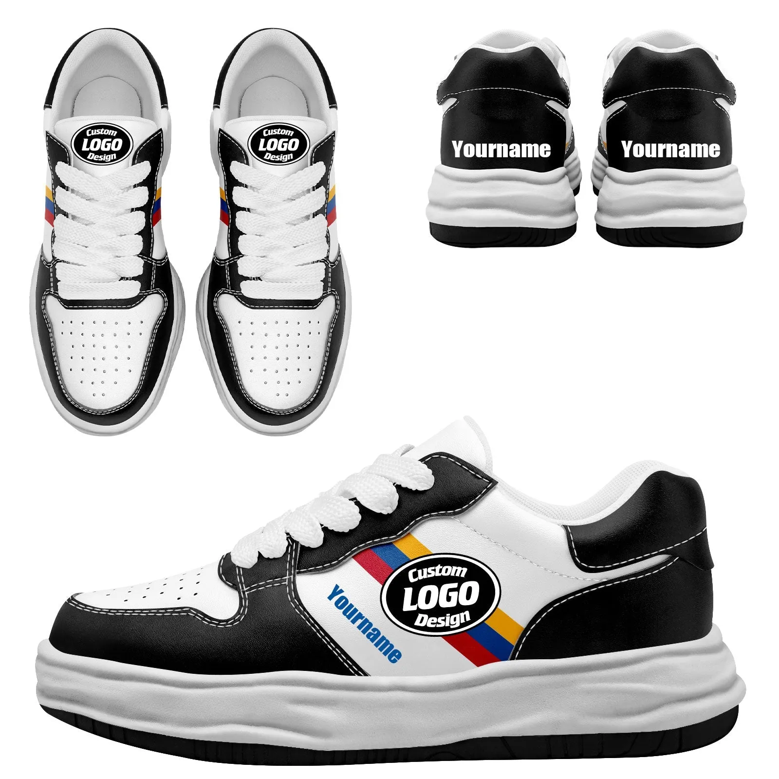 Corporate Gifts,Custom Black White Pittsburgh Shoes Personalized Sneaker FN032-D020389-30