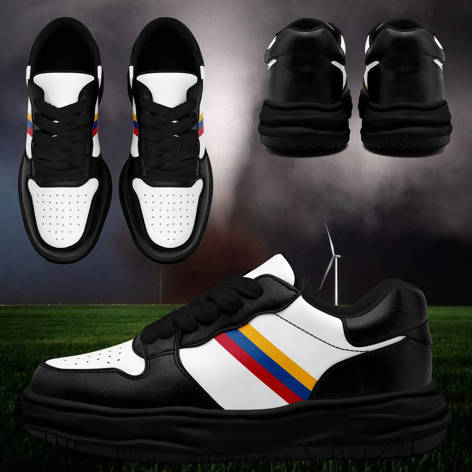 Corporate Gifts,Custom Black White Pittsburgh Shoes Personalized Sneaker FN032-D020389-30