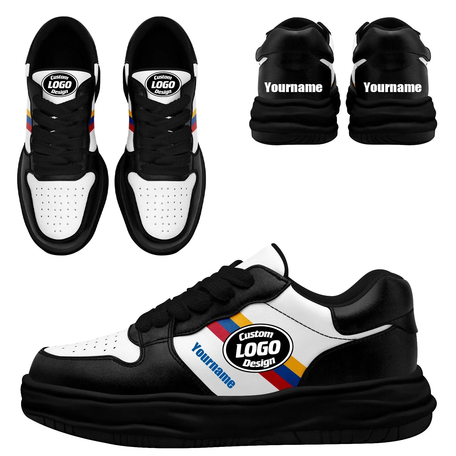 Corporate Gifts,Custom Black White Pittsburgh Shoes Personalized Sneaker FN032-D020389-30