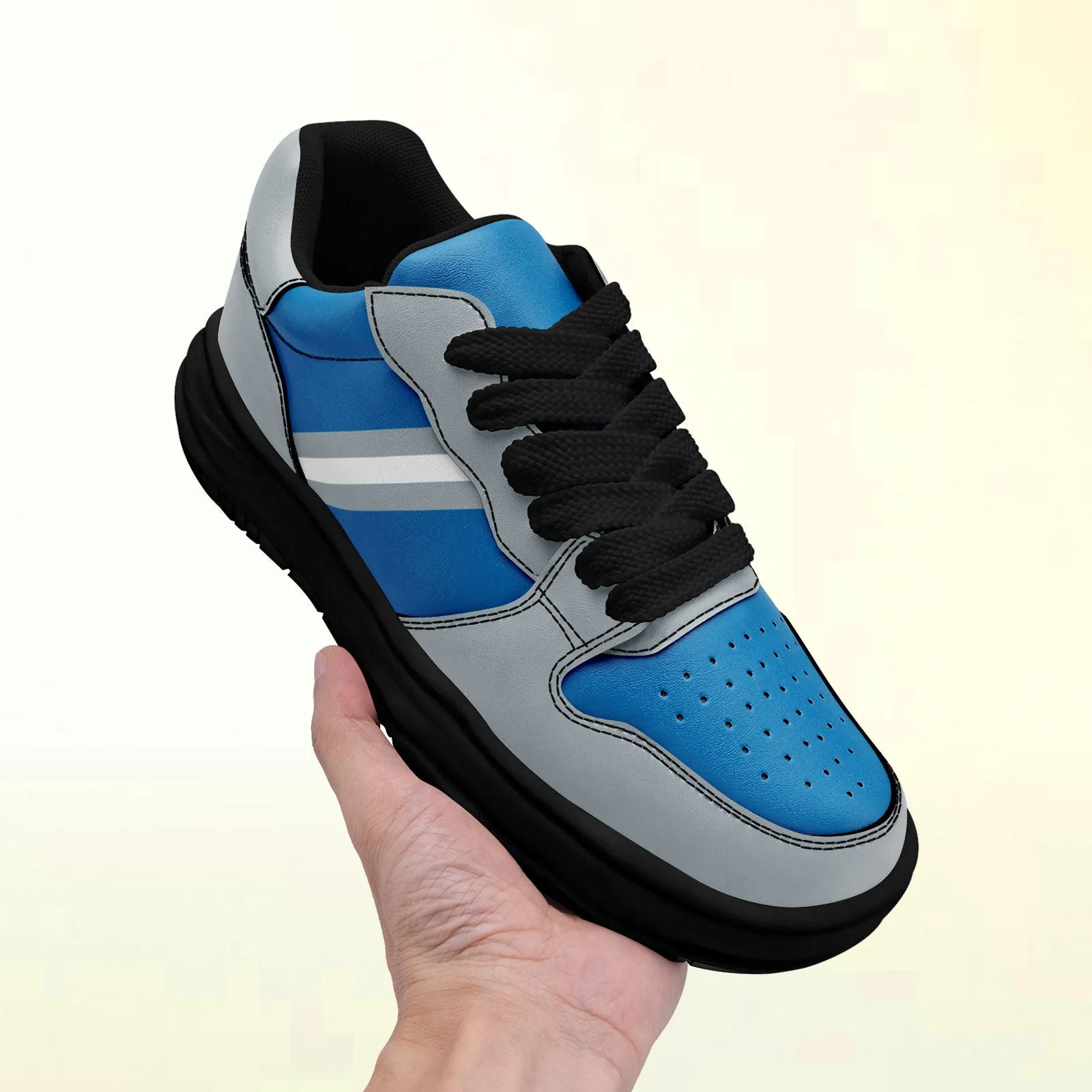Corporate Gifts,Custom Blue Gray Detroit Shoes Personalized Sneaker FN032-D020389-11