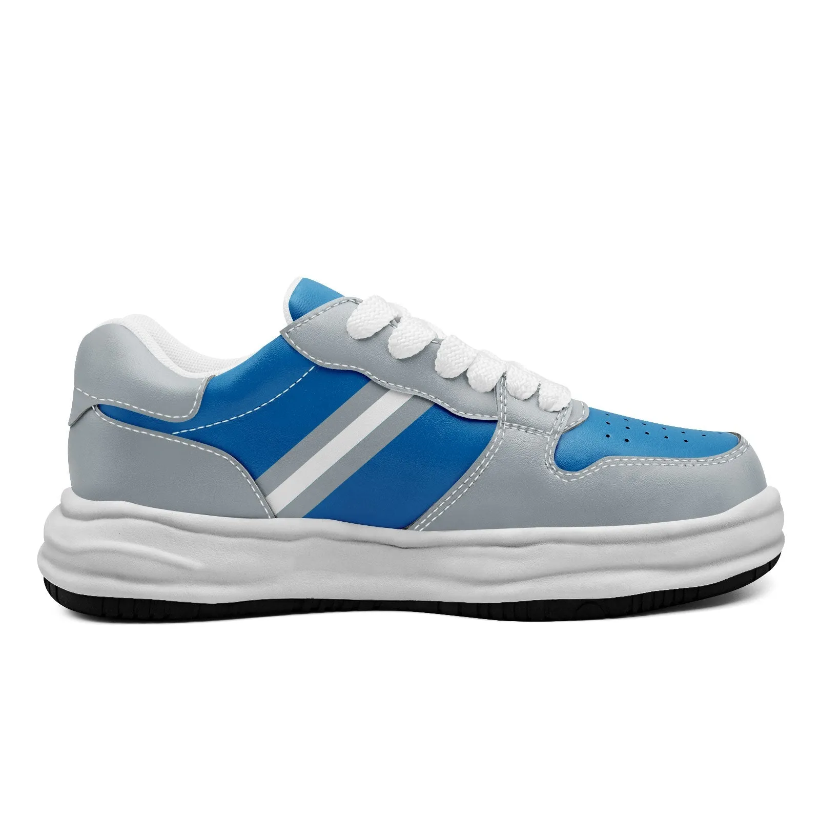 Corporate Gifts,Custom Blue Gray Detroit Shoes Personalized Sneaker FN032-D020389-11