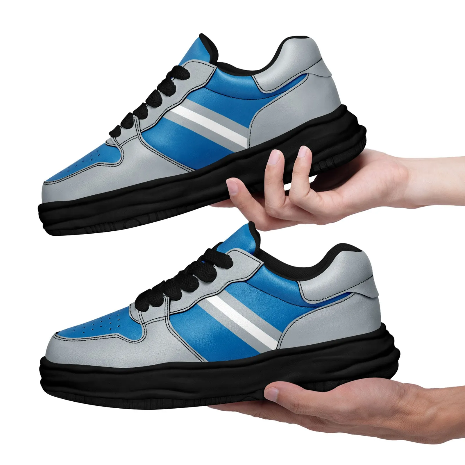 Corporate Gifts,Custom Blue Gray Detroit Shoes Personalized Sneaker FN032-D020389-11