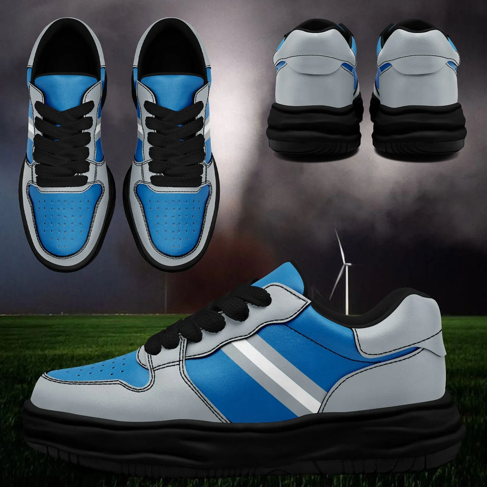 Corporate Gifts,Custom Blue Gray Detroit Shoes Personalized Sneaker FN032-D020389-11