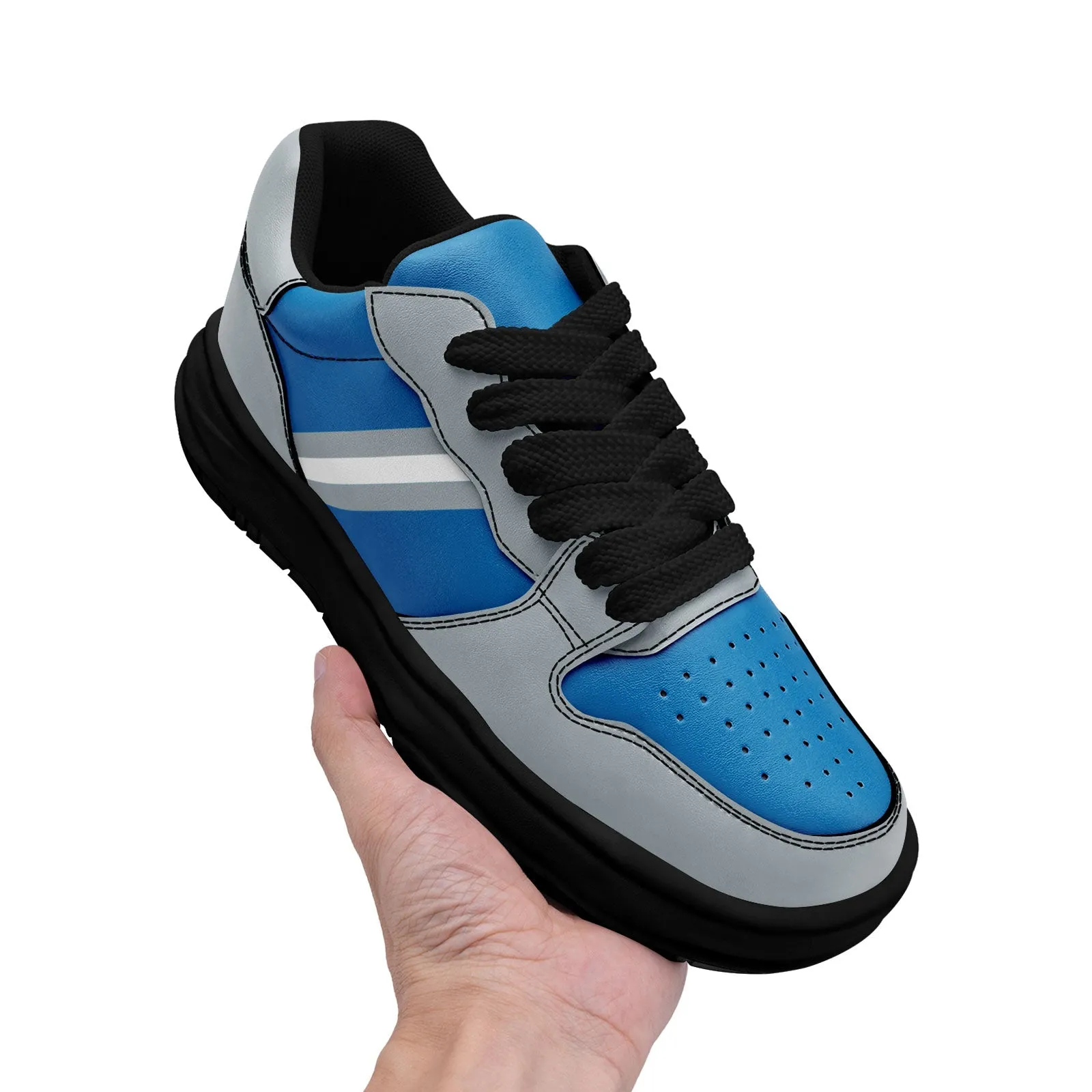 Corporate Gifts,Custom Blue Gray Detroit Shoes Personalized Sneaker FN032-D020389-11