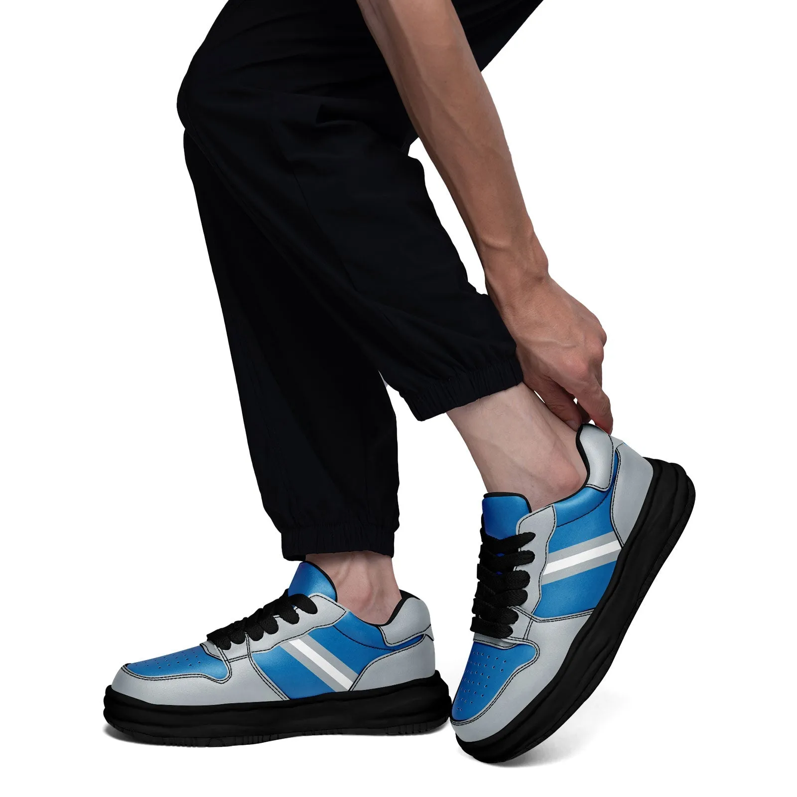 Corporate Gifts,Custom Blue Gray Detroit Shoes Personalized Sneaker FN032-D020389-11