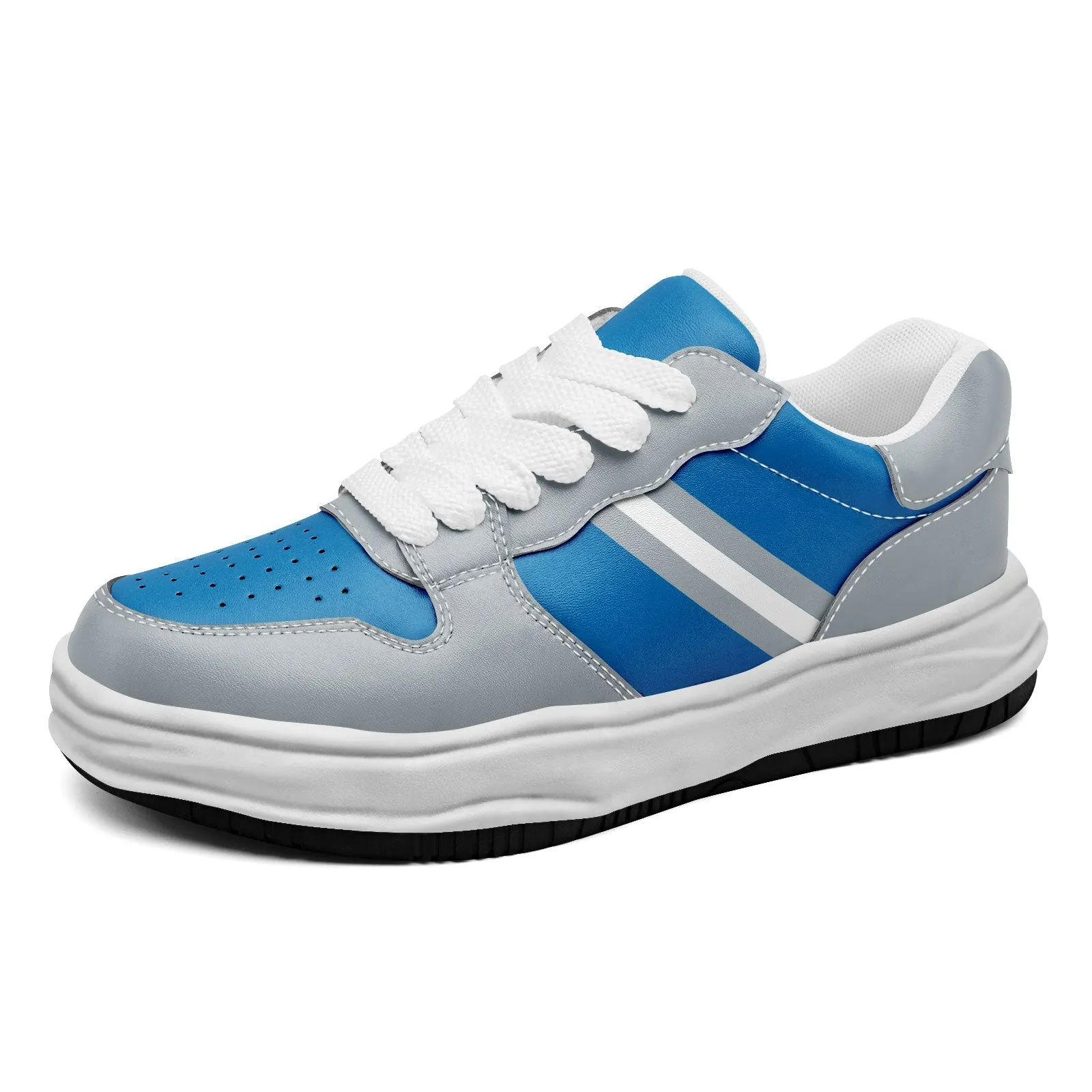 Corporate Gifts,Custom Blue Gray Detroit Shoes Personalized Sneaker FN032-D020389-11