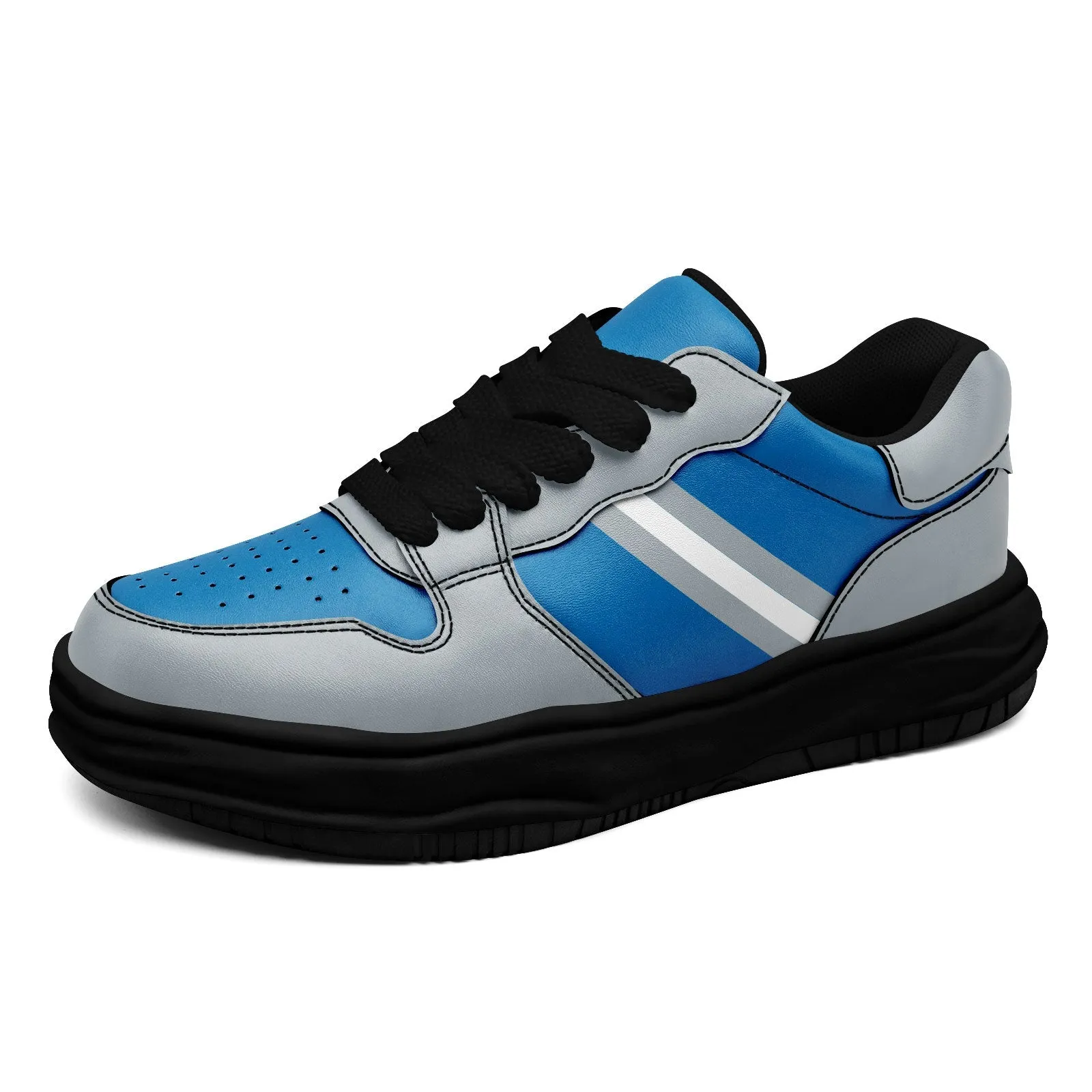 Corporate Gifts,Custom Blue Gray Detroit Shoes Personalized Sneaker FN032-D020389-11