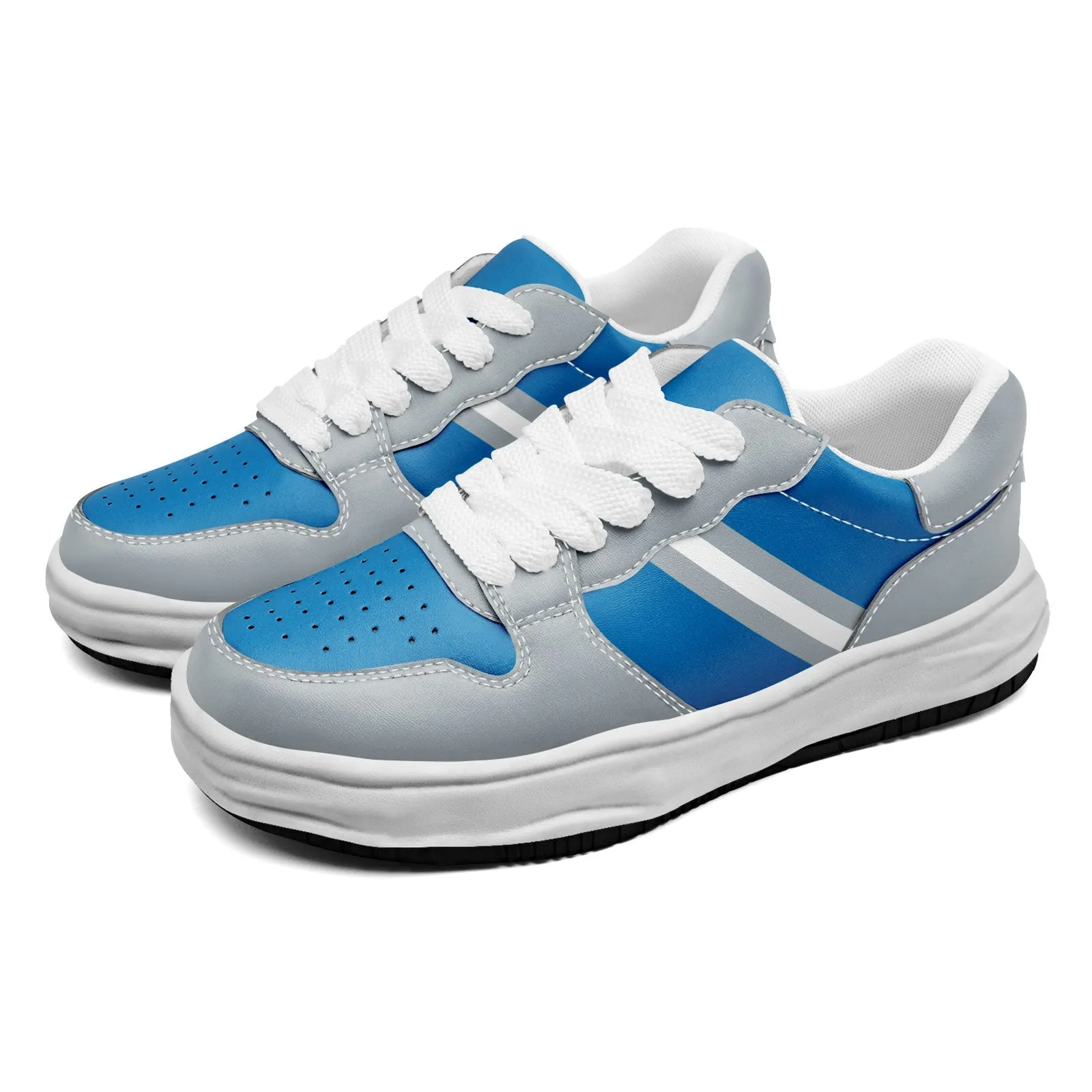Corporate Gifts,Custom Blue Gray Detroit Shoes Personalized Sneaker FN032-D020389-11