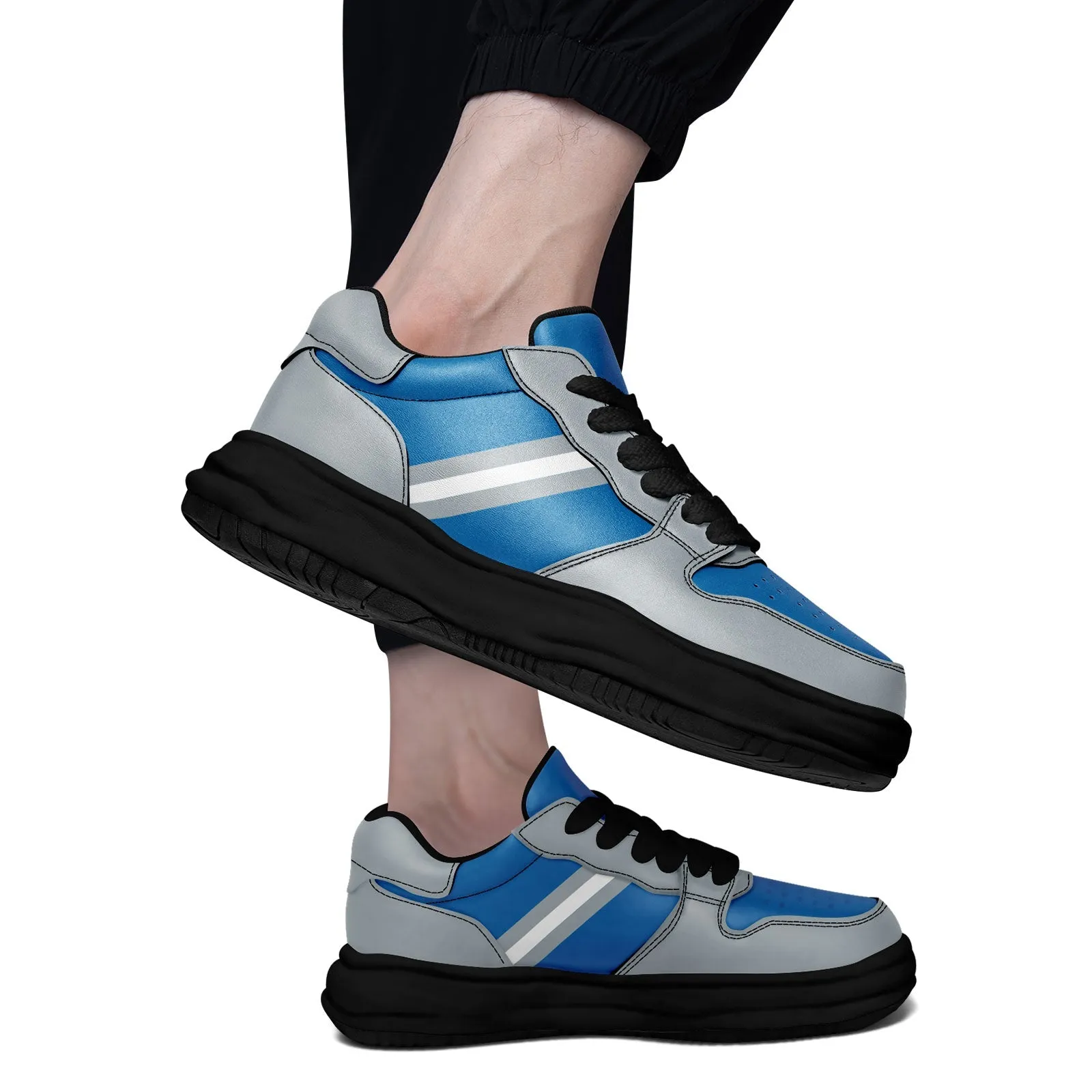 Corporate Gifts,Custom Blue Gray Detroit Shoes Personalized Sneaker FN032-D020389-11