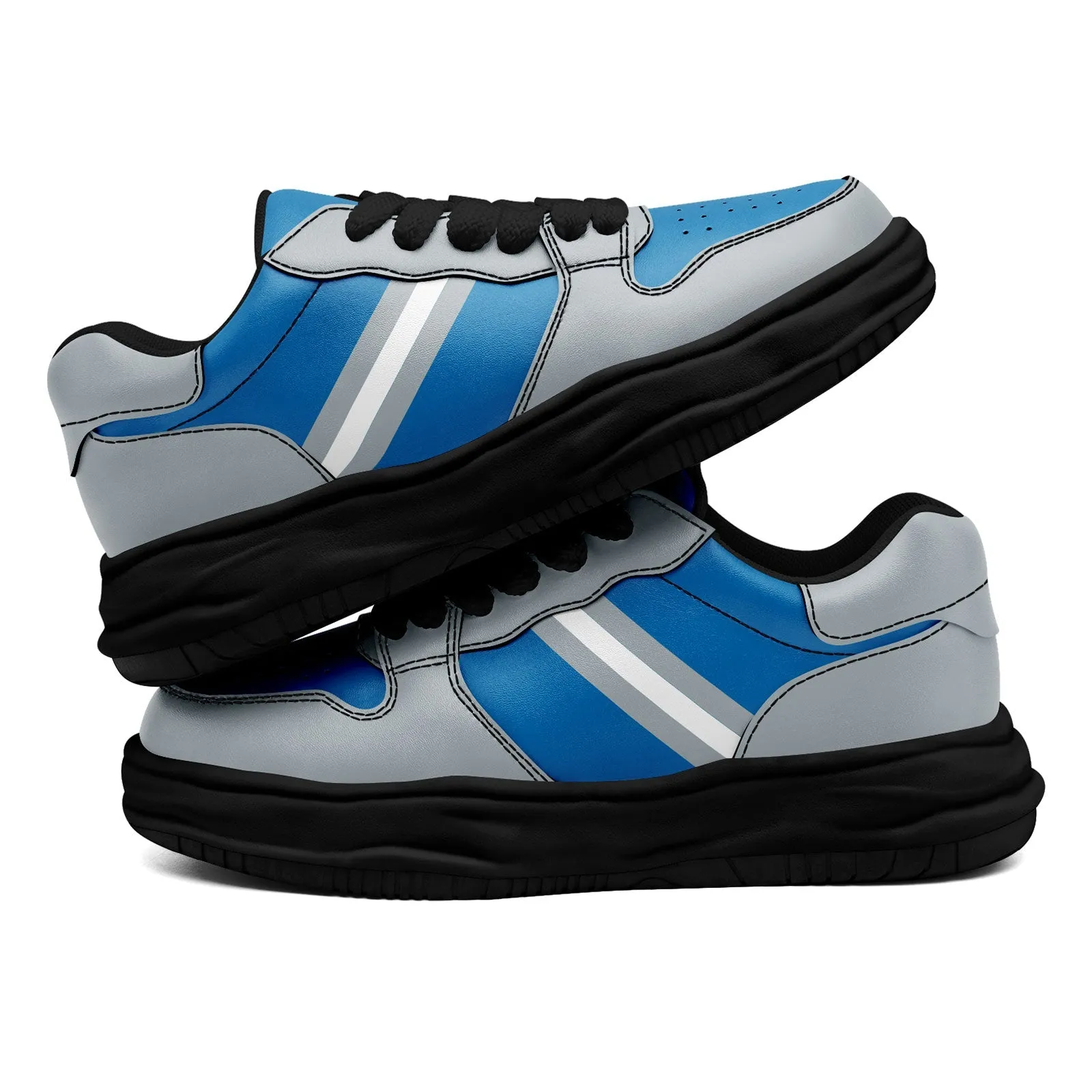 Corporate Gifts,Custom Blue Gray Detroit Shoes Personalized Sneaker FN032-D020389-11