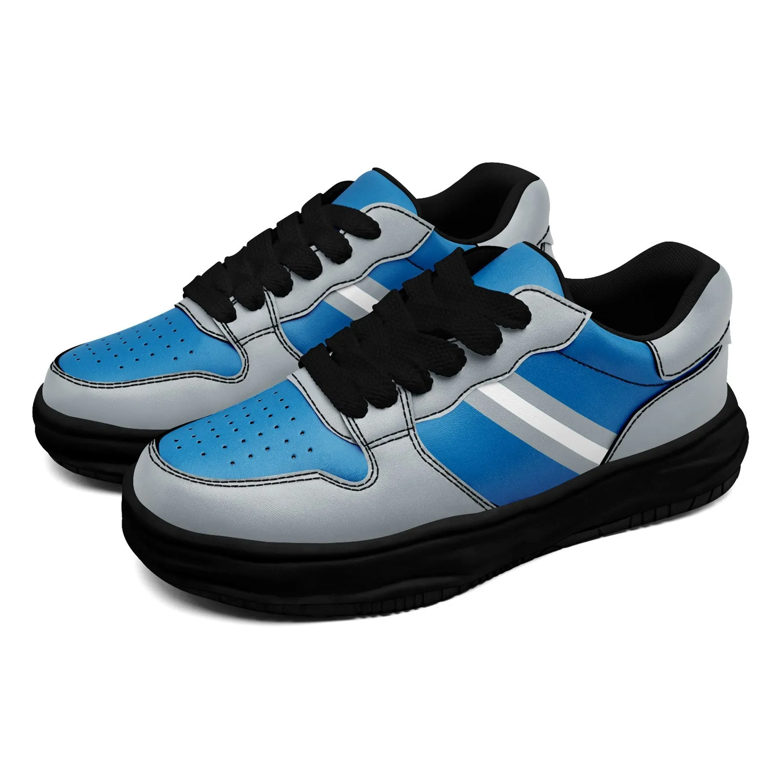 Corporate Gifts,Custom Blue Gray Detroit Shoes Personalized Sneaker FN032-D020389-11